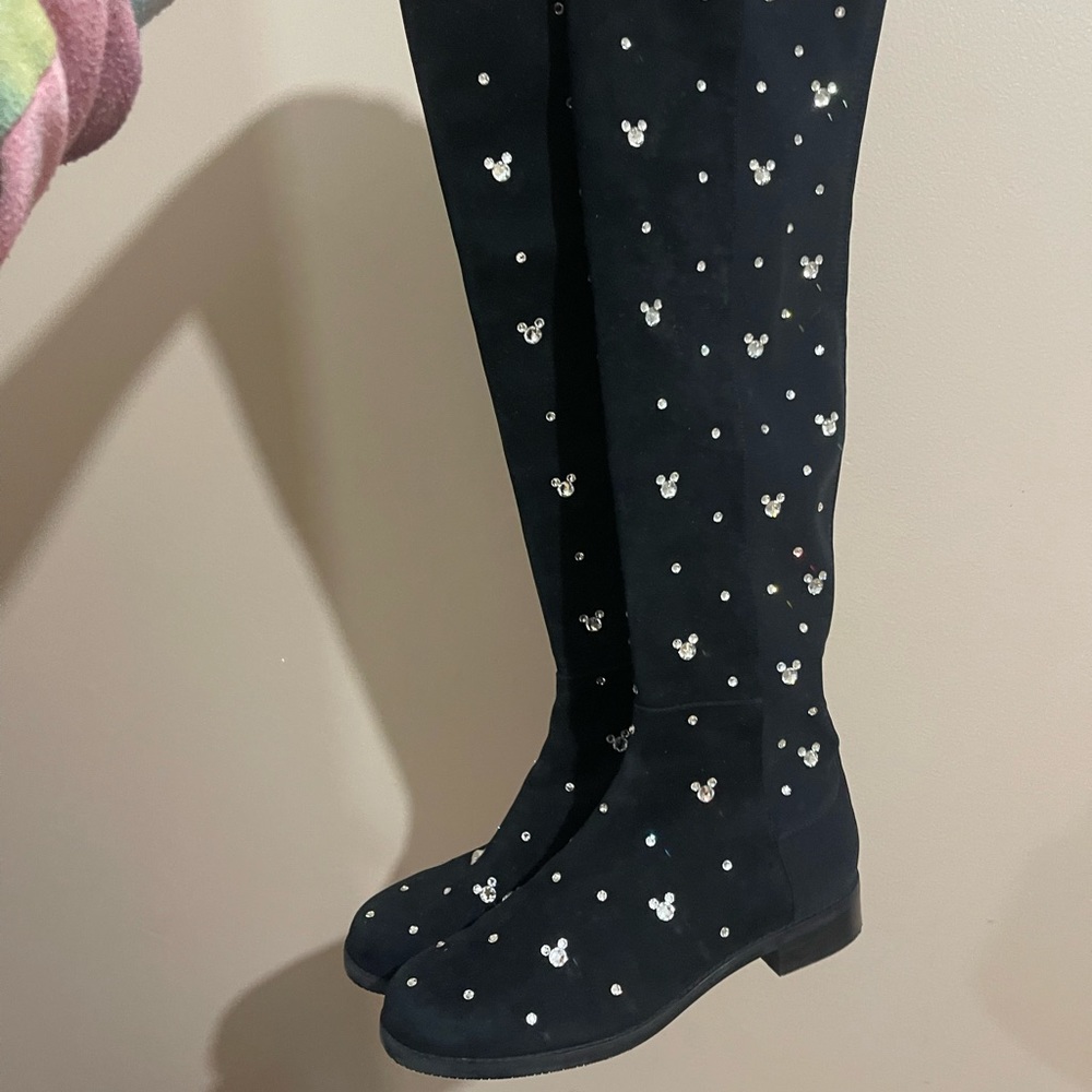 Stuart Weitzman Sequin Disney Black Boots